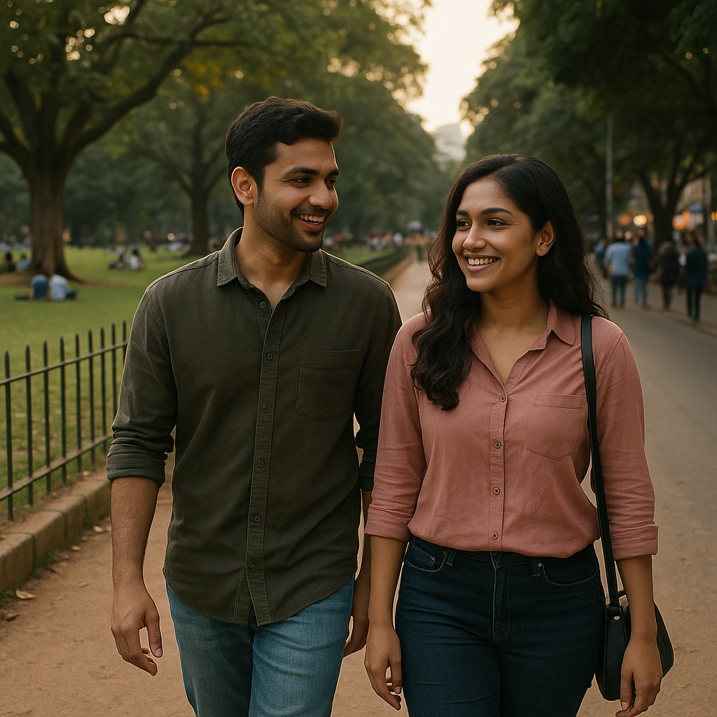 Evening walk near a Bengaluru park before a simple dinner plan